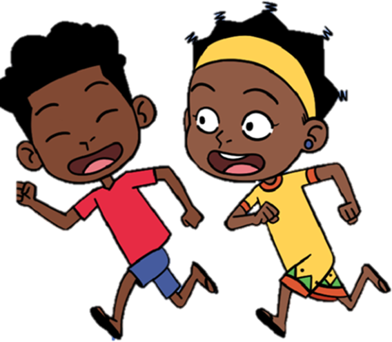 Deux enfants qui courent, joyeux